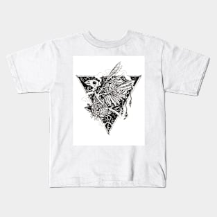 Flight, pen and ink tattoo inspired Kids T-Shirt